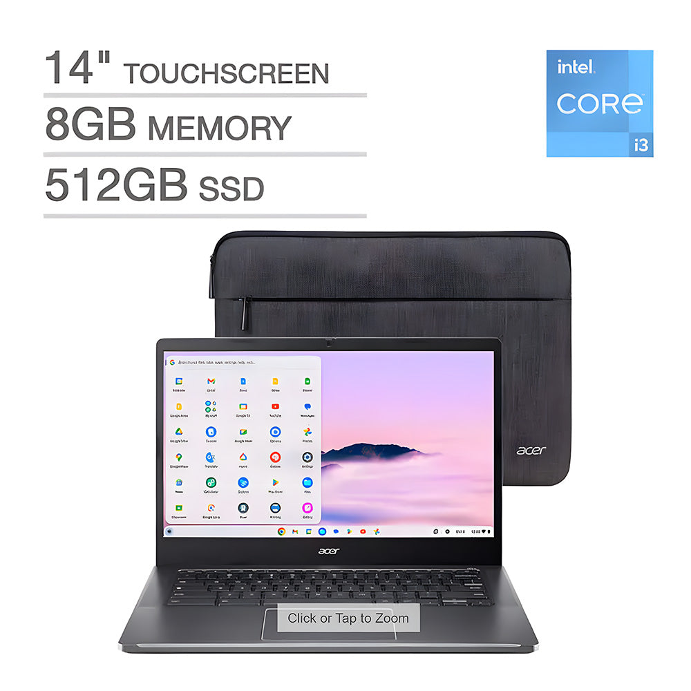 Acer Chromebook Plus 14” Touchscreen Laptop –Intel Core i3-N305 - Protective Sleeve Included